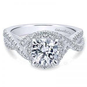 14K White Gold Diamond Halo 14K White Gold Engagement Ring ER12594R4W44Jj