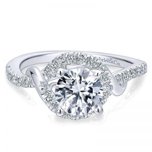 14K White Gold Diamond Halo 14K White Gold Engagement Ring ER12595R4W44Jj