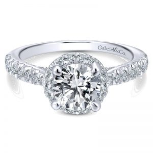 14K White Gold Diamond Halo 14K White Gold Engagement Ring ER12596R4W44Jj