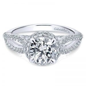 14K White Gold Diamond Halo 14K White Gold Engagement Ring ER12601R4W44Jj