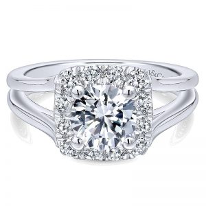 14K White Gold Diamond Halo 14K White Gold Engagement Ring ER12605R4W44Jj