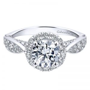 14K White Gold Diamond Halo 14K White Gold Engagement Ring ER12606R4W44Jj