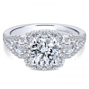 14K White Gold Diamond Halo 14K White Gold Engagement Ring ER12607R4W44Jj