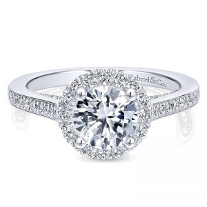 14K White Gold Diamond Halo 14K White Gold Engagement Ring ER12608R4W44Jj