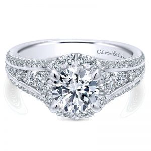 14K White Gold Diamond Halo 14K White Gold Engagement Ring ER12610R4W44Jj