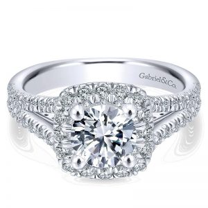 14K White Gold Diamond Halo 14K White Gold Engagement Ring ER12611R4W44Jj