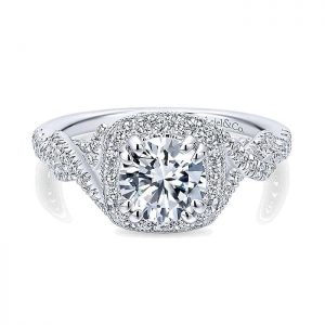 14K White Gold Diamond Halo 14K White Gold Engagement Ring ER12621R4W44Jj