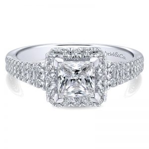 14K White Gold Diamond Halo 14K White Gold Engagement Ring ER12624S3W44Jj