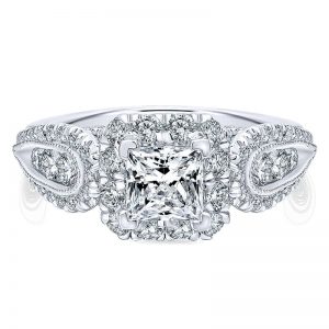 14K White Gold Diamond Halo 14K White Gold Engagement Ring ER12631S3W44Jj