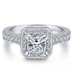 14K White Gold Diamond Halo 14K White Gold Engagement Ring ER12635S3W44Jj