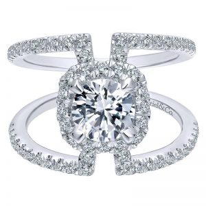 14K White Gold Diamond Halo 14K White Gold Engagement Ring ER12641R4W44Jj