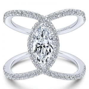 14K White Gold Diamond Halo 14K White Gold Engagement Ring ER12644M4W44Jj
