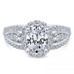 14K White Gold Diamond Halo 14K White Gold Engagement Ring ER12652O4W44Jj