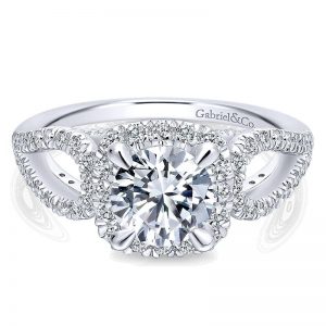 14K White Gold Diamond Halo 14K White Gold Engagement Ring ER12653R4W44Jj