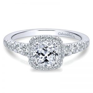 14K White Gold Diamond Halo 14K White Gold Engagement Ring ER12658C4W44Jj