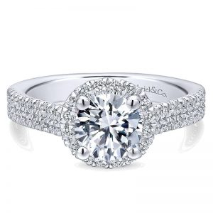 14K White Gold Diamond Halo 14K White Gold Engagement Ring ER12750R4W44Jj