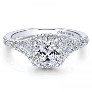 14K White Gold Diamond Halo 14K White Gold Engagement Ring ER12767C4W44Jj