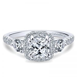 14K White Gold Diamond Halo 14K White Gold Engagement Ring ER12772C4W44Jj