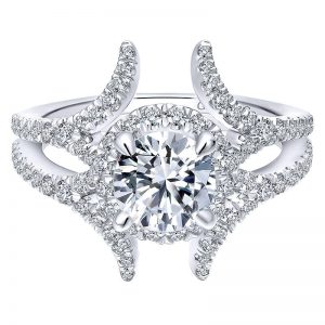 14K White Gold Diamond Halo 14K White Gold Engagement Ring ER12779R4W44Jj