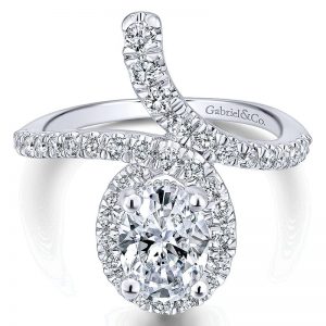 14K White Gold Diamond Halo 14K White Gold Engagement Ring ER12812O4W44Jj