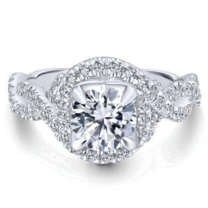 14K White Gold Diamond Halo 14K White Gold Engagement Ring ER12820R4W44Jj