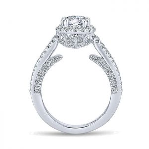 14K White Gold Diamond Halo 14K White Gold Engagement Ring ER12954R4W44Jj