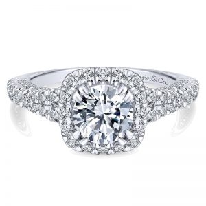 14K White Gold Diamond Halo 14K White Gold Engagement Ring ER12956R4W44Jj