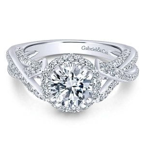 Gabriel & Co. 14k White Gold Diamond Halo Ring ER12957R4W44JJ