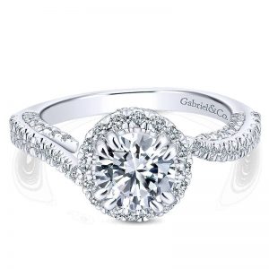 14K White Gold Diamond Halo 14K White Gold Engagement Ring ER12960R4W44Jj