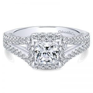 14K White Gold Diamond Halo 14K White Gold Engagement Ring ER12961S4W44Jj