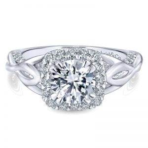 14K White Gold Diamond Halo 14K White Gold Engagement Ring ER12964R4W44Jj