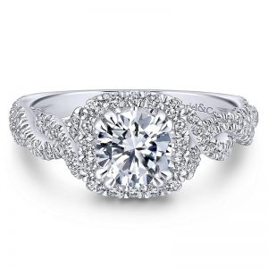 14K White Gold Diamond Halo 14K White Gold Engagement Ring ER12965R4W44Jj