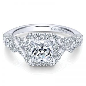 14K White Gold Diamond Halo 14K White Gold Engagement Ring ER12966S4W44Jj