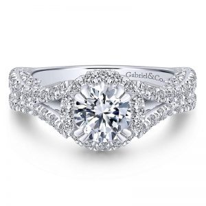 14K White Gold Diamond Halo 14K White Gold Engagement Ring ER12970R4W44Jj