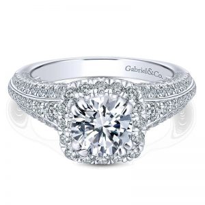 14K White Gold Diamond Halo 14K White Gold Engagement Ring ER12971R4W44Jj