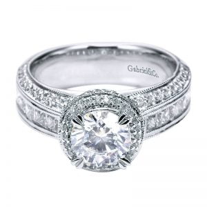 14k White Gold Diamond Halo Engagement Ring ER4155W44JJ