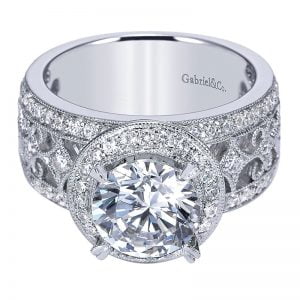 14k White Gold Diamond Halo Engagement Ring ER4170W44JJ