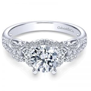 14k White Gold Diamond Halo Engagement Ring ER5332W44JJ