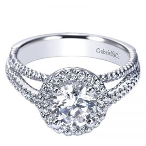 14k White Gold Diamond Halo Engagement Ring ER5366W44JJ