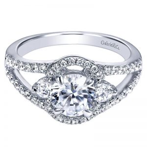 14K White Gold Diamond Halo 14K White Gold Engagement Ring ER5374W44Jj