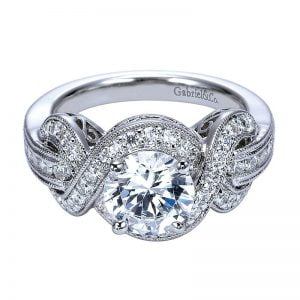 14k White Gold Diamond Halo Engagement Ring ER5475W44JJ