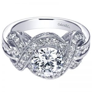 14k White Gold Diamond Halo Engagement Ring ER5476W44JJ