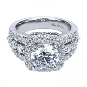 14k White Gold Diamond Halo Engagement Ring ER5507W44JJ