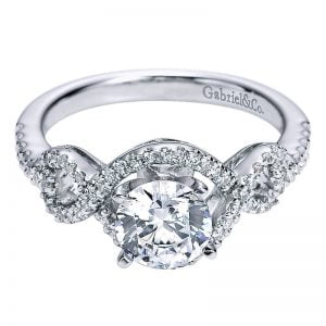 14k White Gold Diamond Halo Engagement Ring ER5705W44JJ