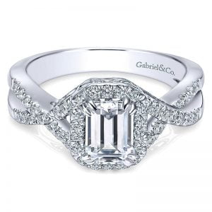 14k White Gold Diamond Halo Engagement Ring ER5801W44JJ