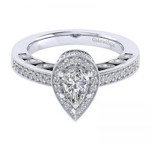 14k White Gold Diamond Halo Engagement Ring ER5854W44JJ