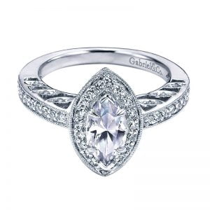 14k White Gold Diamond Halo Engagement Ring ER5862W44JJ