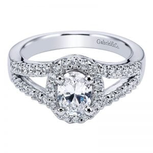 14k White Gold Diamond Halo Engagement Ring ER5866W44JJ