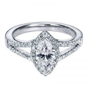 14k White Gold Diamond Halo Engagement Ring ER5878W44JJ