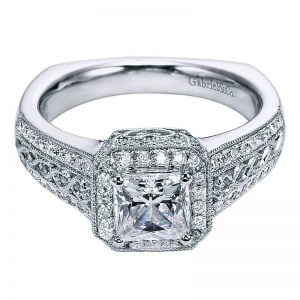 14k White Gold Diamond Halo Engagement Ring ER5949W44JJ